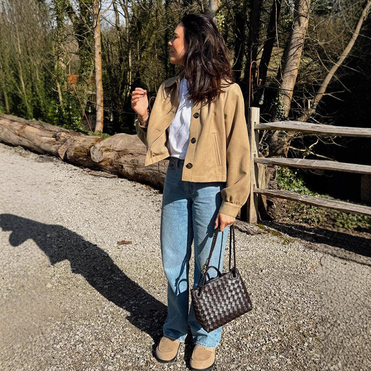 Damen lässige cropped Jacke mit geschmackvollen Knopfdetails R&B
