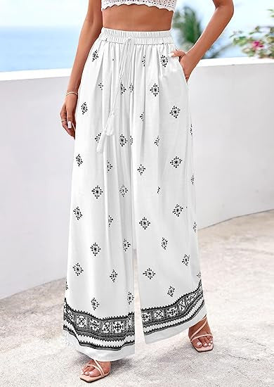Damen weite Sommerhose mit Boho-Muster R&B