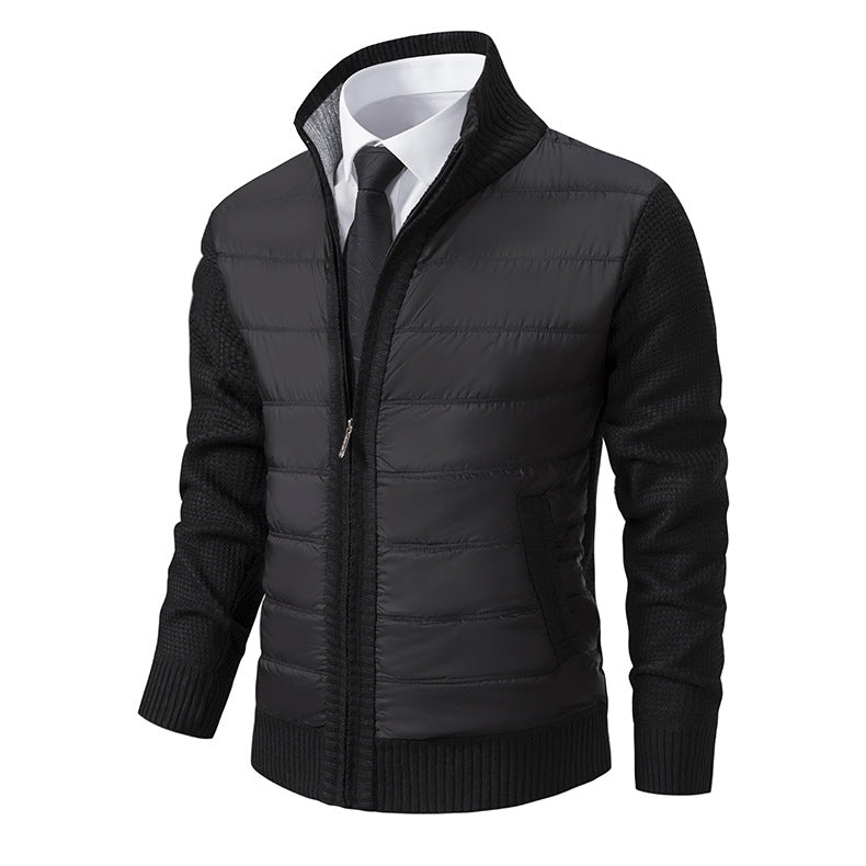 Herren gesteppte Hybridjacke mit modernem Kragen und elastischen Bündchen R&B