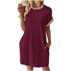 Damen lässiges Sommerkleid mit Blumenmuster und praktischen Taschen R&B