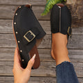 Damen Clogs mit modischem Schnallen-Design und trendiger Metallverzierung R&B