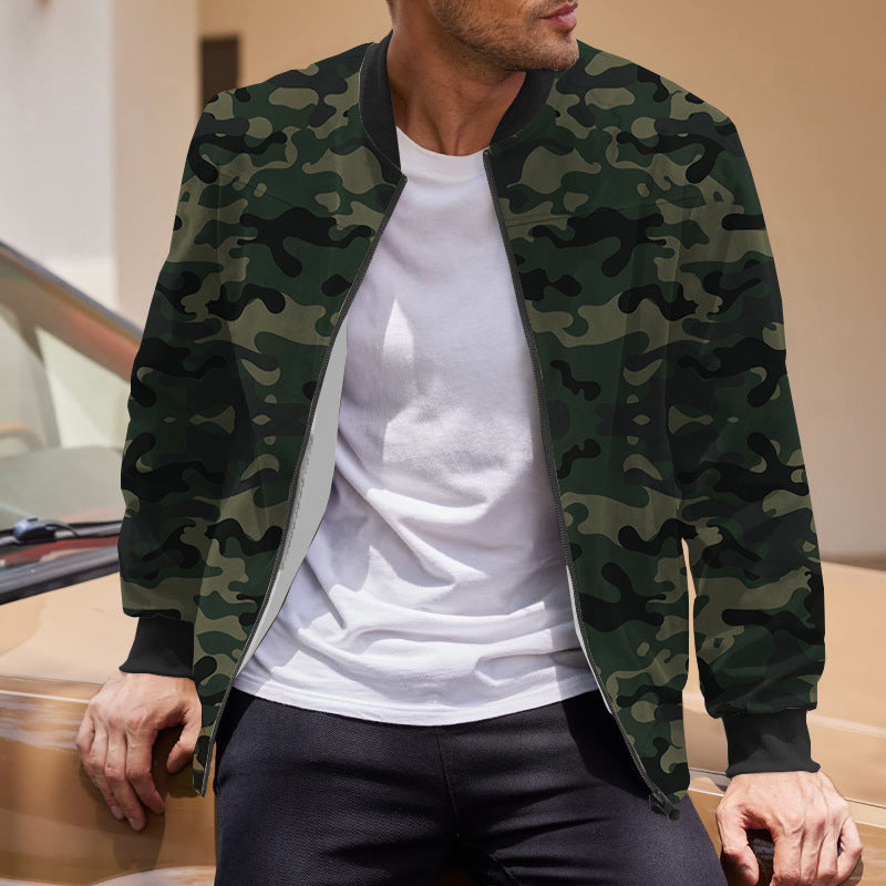 Herren Bomberjacke mit modernem Camouflage-Design und elastischen Bündchen R&B
