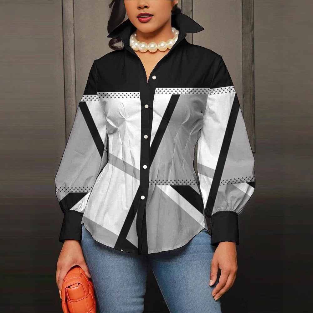 Damen modische Bluse mit geometrischem Design R&B