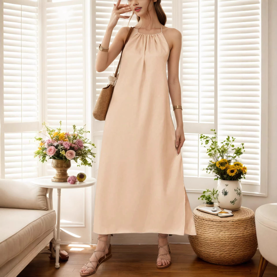 Damen Maxi-Kleid mit elegantem Halterbügel R&B