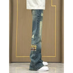 Herren trendige Jeans im lässigen Bootcut-Stil mit einzigartigen Applikationen R&B