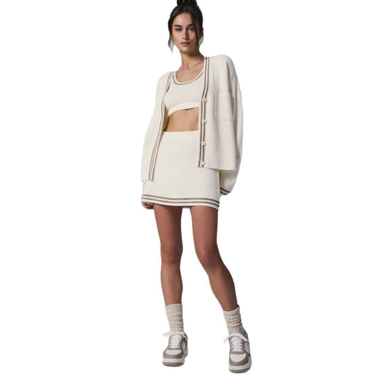 Damen Strickjacke mit kontrastierenden Borten und Taschen R&B