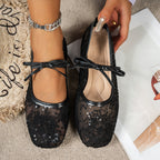 Damen elegante Ballerinas mit zartem Spitzenoberteil R&B