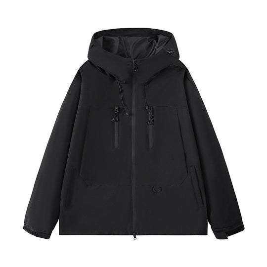 Herren wasserabweisende Outdoor-Jacke mit verstellbarer Kapuze und multifunktionalen Taschen R&B