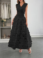 Damen Maxi-Faltenkleid mit Fransen R&B