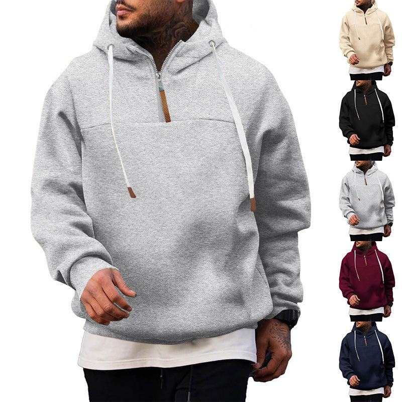 Herren modischer Kapuzenpullover mit Reißverschluss und dekorativen Details R&B