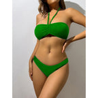 Damen Bandeau Bikini mit verstellbaren Trägern und exquisitem Texturmuster R&B