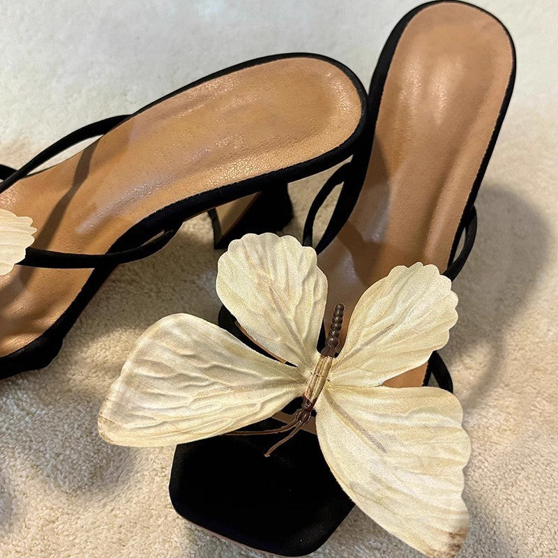 Damen Slingback Sandalen mit kunstvollen Schmetterlings-Applikationen R&B