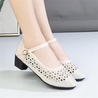 Damen Elegante Ballerinas mit stilvoller Spitzeneinlage und bequemem Blockabsatz R&B