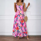 Damen Maxikleid mit floralem Schnitt und modernem Quadrat-Ausschnitt R&B