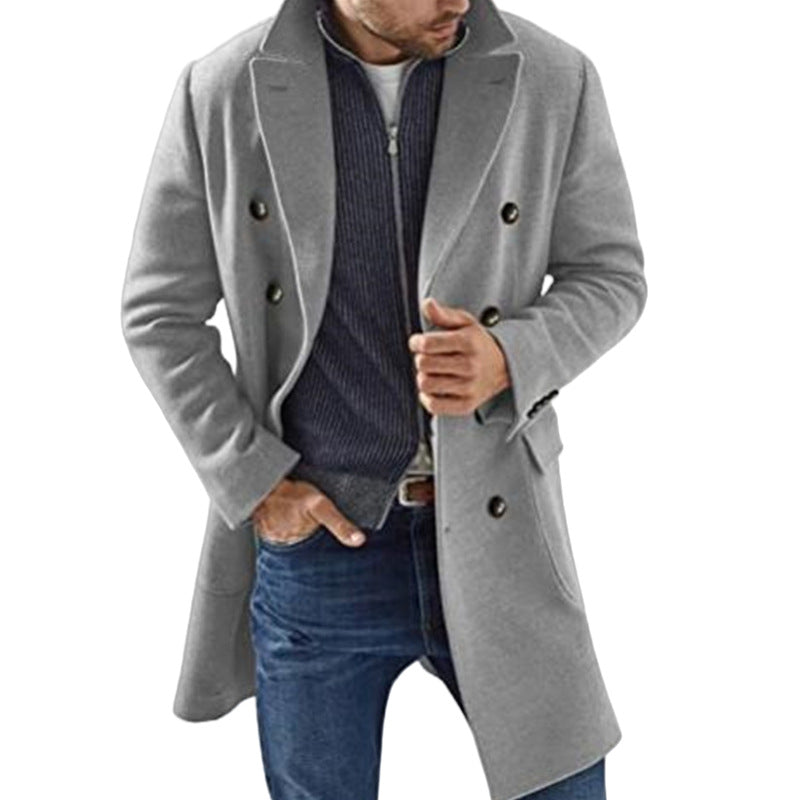 Herren eleganter Doppeltailleur-Mantel mit stylischen Knopfdetails