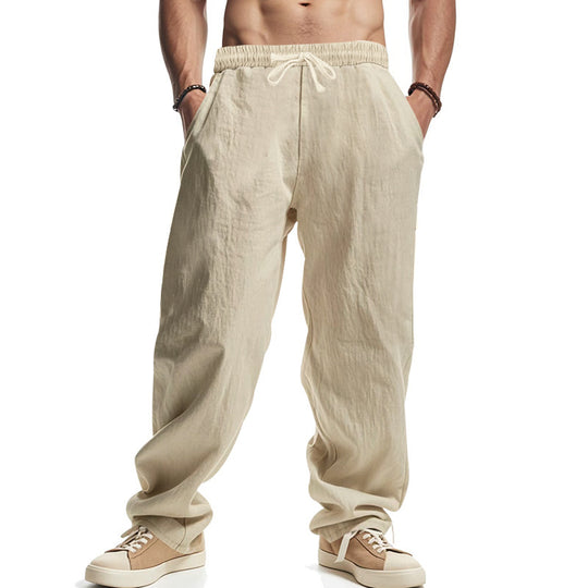 Herren Leichte Leinenhose mit elastischem Bund und praktischen Eingrifftaschen R&B