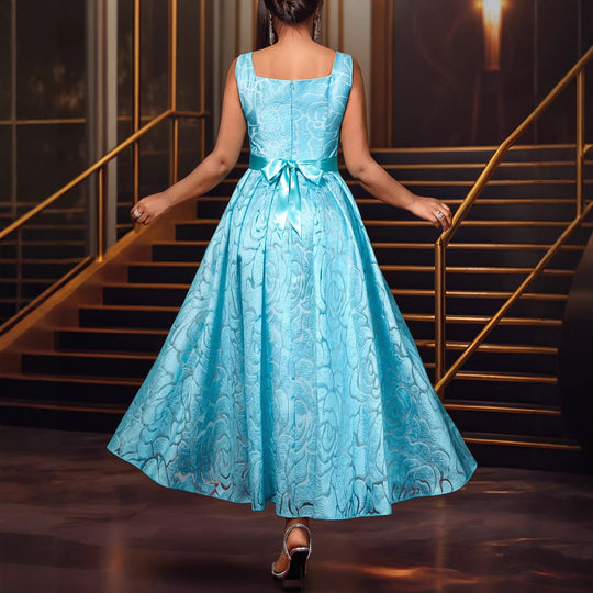Damen Elegantes A-Linien Kleid mit floralem Jacquard-Muster R&B