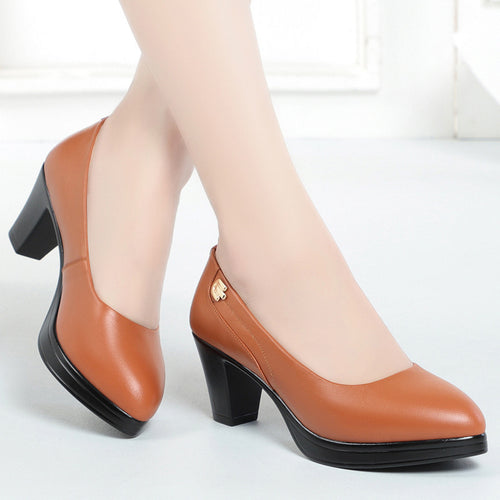 Damen Elegante Blockabsatz-Pumps mit verziertem Riemen und komfortabler Sohle R&B