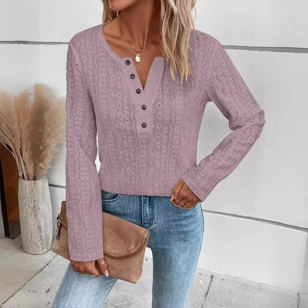 Damen Strukturierter Pullover mit Knopfdetails R&B