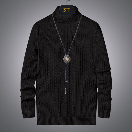 Herren Rollkragenpullover mit strukturiertem Zopfmuster R&B