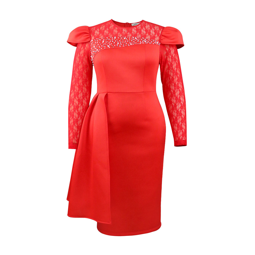Damen Elegantes Kleid mit alen Sexytüllärmeln und hochwertiger Applikation R&B