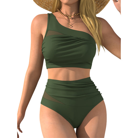 Damen Hochgeschnittener Bikini mit asymmetrischem Oberteil R&B
