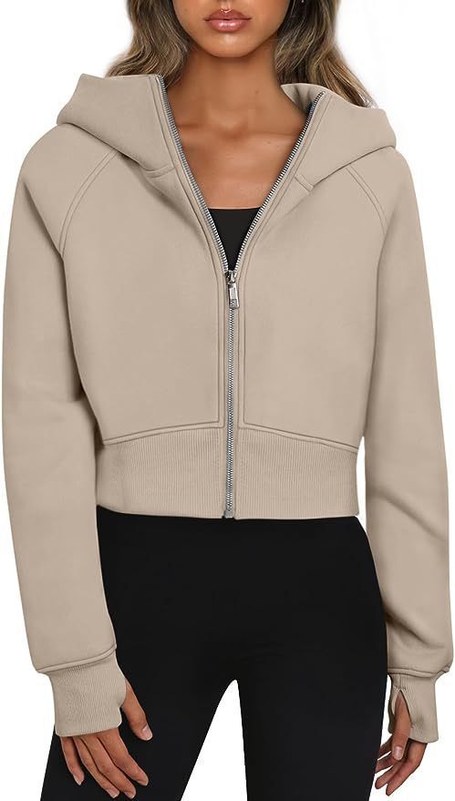 Damen Bequemer Kurzarm Kapuzenpullover mit Reißverschluss R&B