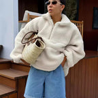 Damen Fleece-Pullover mit hohem Kragen R&B