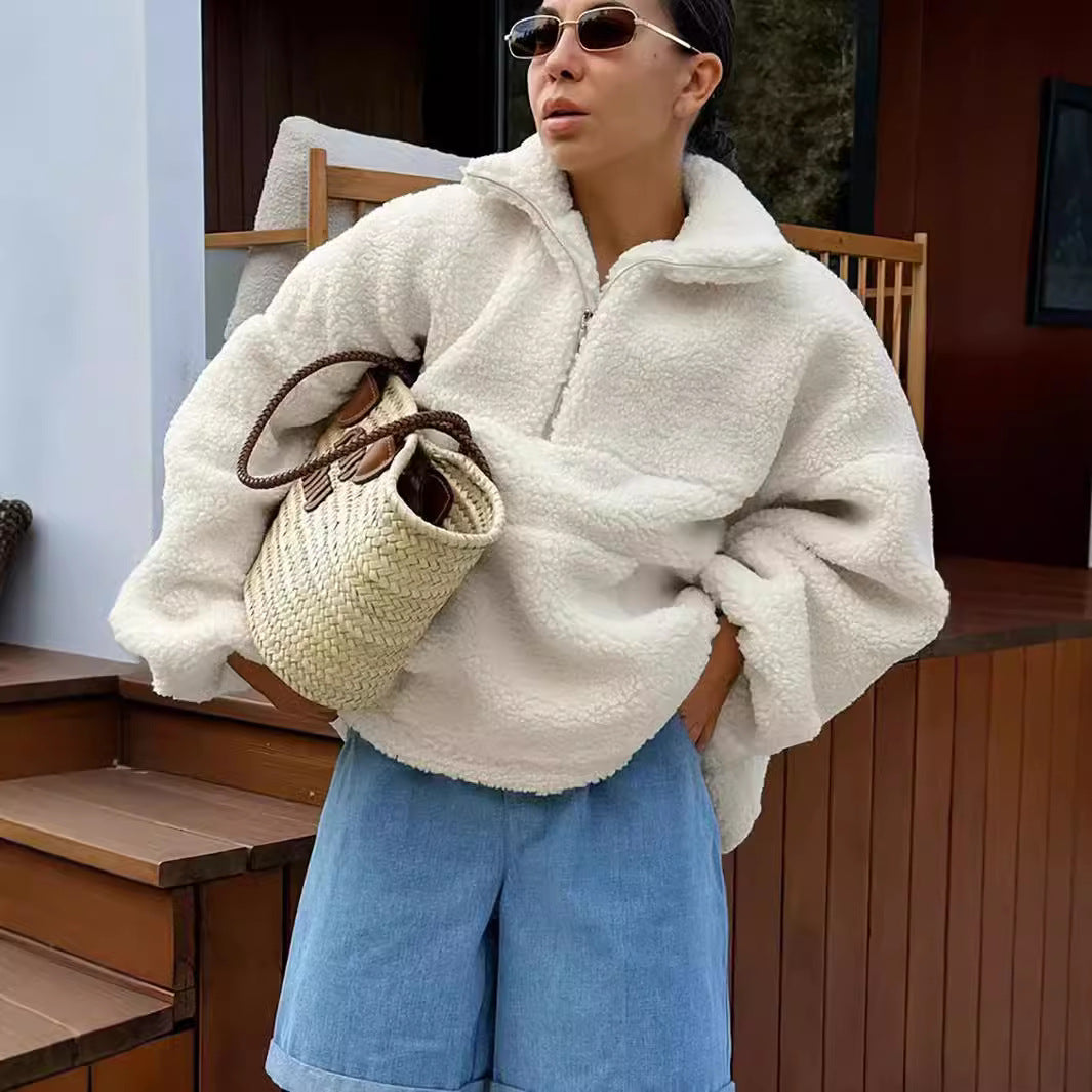 Damen Fleece-Pullover mit hohem Kragen R&B