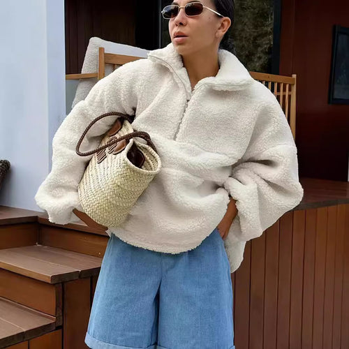 Damen Fleece-Pullover mit hohem Kragen R&B