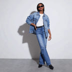 Damen Oversized Denimjacke mit modernen Details R&B