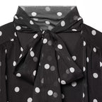 Damen transparente Bluse mit Schleifenkragen im Polka-Dot-Design R&B