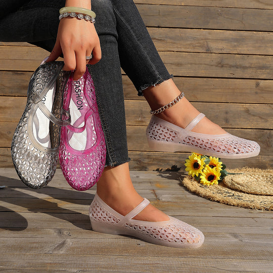 Damen Bequeme und atmungsaktive Ballerinas mit flexiblem Riemen R&B