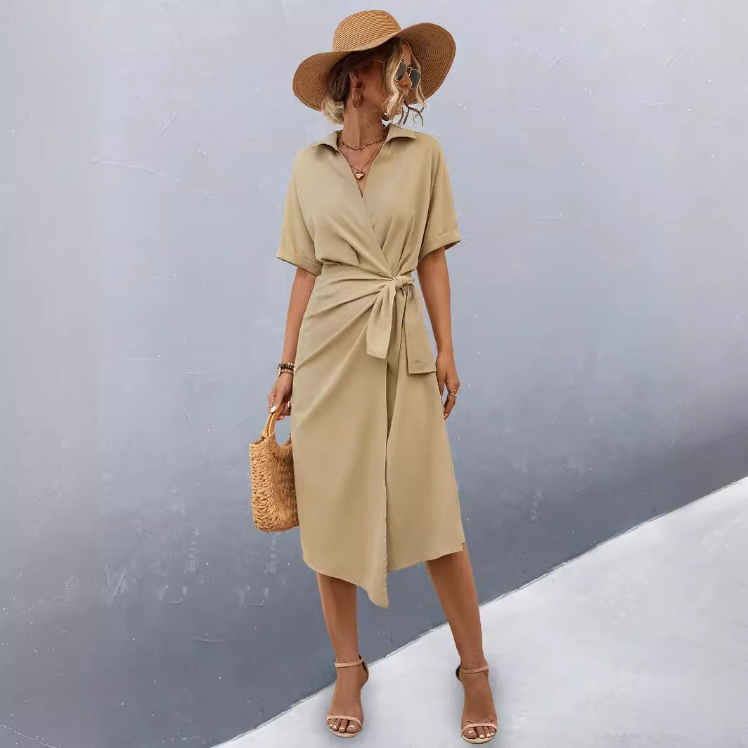 Damen Midikleid mit Wickeloptik R&B