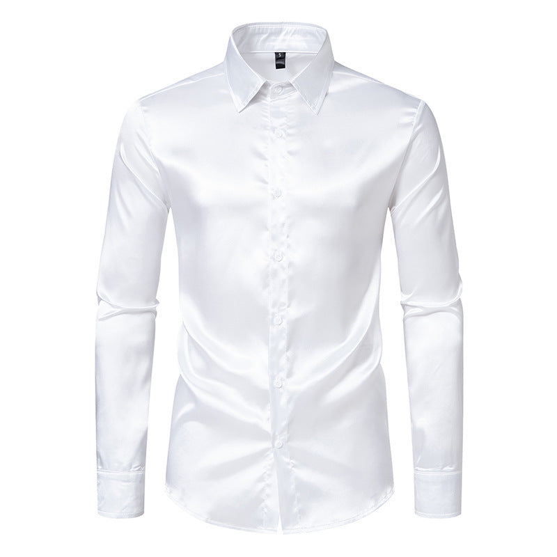 Herren Elegantes Satin-Hemd mit modernem Kragen und feiner Textur R&B