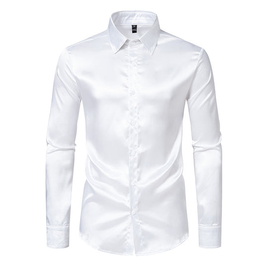 Herren Elegantes Satin-Hemd mit modernem Kragen und feiner Textur R&B