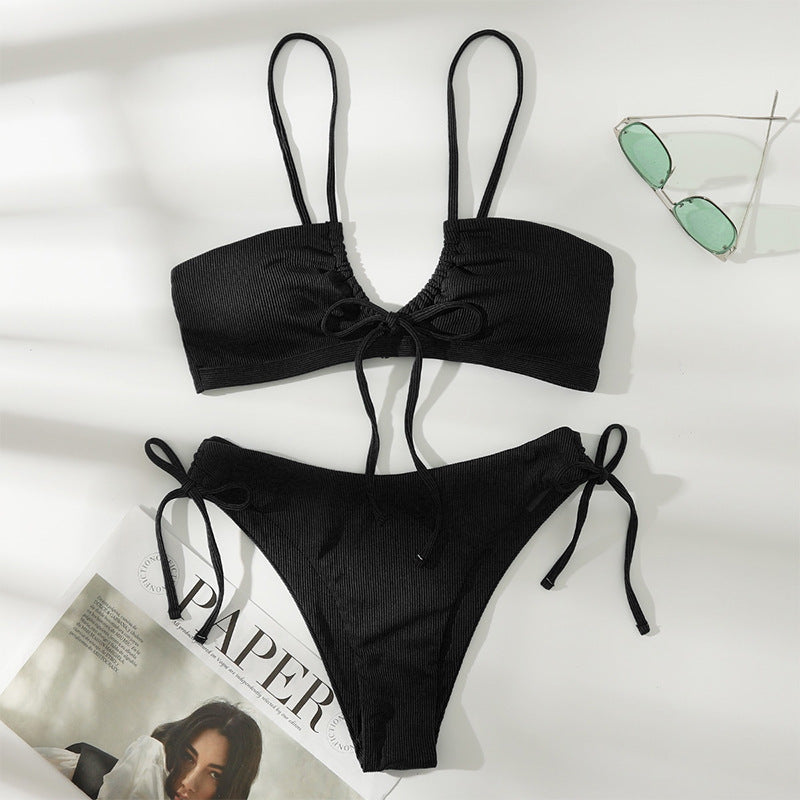 Damen Bikini-Set mit bindbarem Oberteil und hohem Beinausschnitt R&B