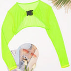 Damen Crop-Top mit modischem Mix aus Netz und Raffung