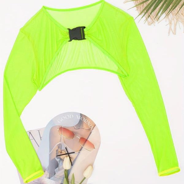 Damen Crop-Top mit modischem Mix aus Netz und Raffung