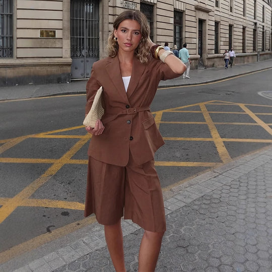 Damen eleganter Blazer mit Gürtel R&B