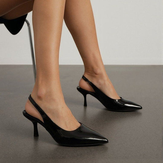 Damen Slingback-Pumps mit elegantem spitzem Zehenbereich und glänzender Oberfläche R&B