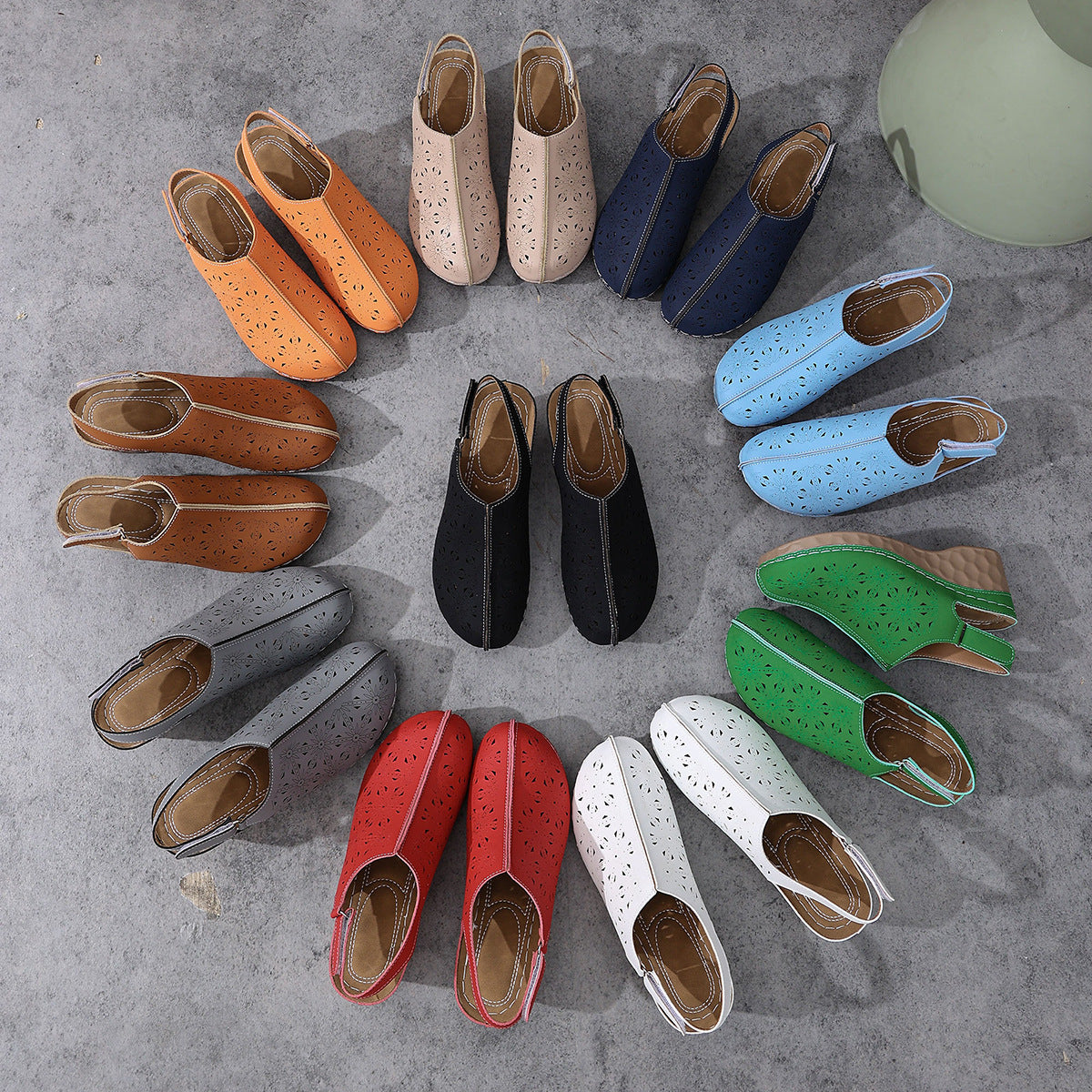 Damen Wedge-Clogs mit perforiertem Design und elastischem Einsatz R&B