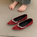 Damen elegante Ballerinas mit funkelndem Schmuckdetail R&B