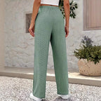 Damen weite Palazzo-Hose mit dekorativem Strukturmuster