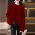 Damen Oversized Strickpullover mit weitem Schnitt und langen Ärmeln R&B