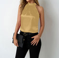 Damen Satin-Hochkragenoberteil mit elegantem Schnitt R&B