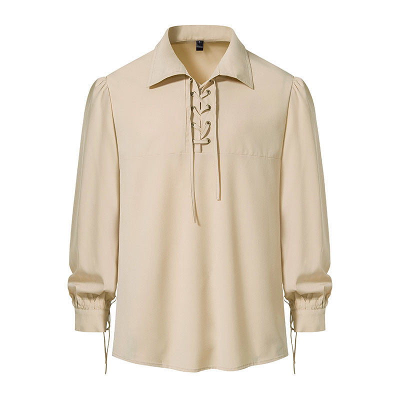 Damen Bluse mit modernem Schnürdesign und lässigen Puffärmeln