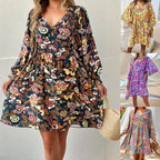 Damen lässiges Freizeitkleid mit lockerer Passform und buntem Blumendesign R&B