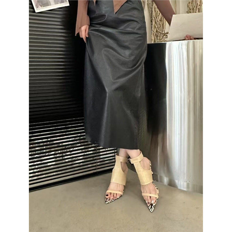 Damen Slingback High Heel Sandalen mit auffälligem Krokodilleder-Design R&B