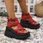 Damen Wedge-Sandalen mit verstellbaren Riemen und komfortablem Fußbett R&B